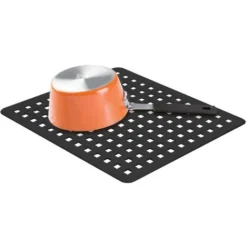 IDesign Tappetino Lavandino, Tappetino Lavello Di Misura Standard In Plastica Di PVC, Tappeto Lavello Ideale Per Scolare Posate E Stoviglie, Nero