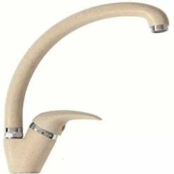 MISCELATORE RUBINETTO CANNA ALTA CURVA LAVELLO MONOCOMANDO CUCINA BEIGE 682