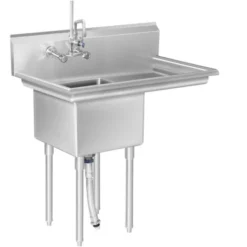 Lavello Industriale Acciaio Inox 1 Vasca Con Gocciolatoio A Destra E Alzatina