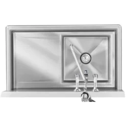 Lavello Industriale Acciaio Inox 1 Vasca Con Gocciolatoio A Destra E Alzatina -Wenko Negozio 16809759 4