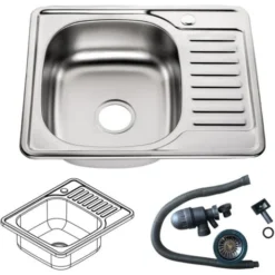 Mucola 58CM Lavello Quadrato Da Incasso In Acciaio Inox + Ripiano Lavello Da Cucina