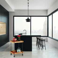 Relaxdays Carrello Da Cucina, Portavivande Con 2 Ripiani, Bambù & Ferro, 57 X 46 X 28 Cm, Nero/Naturale -Wenko Negozio 17446998 5