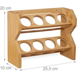 Relaxdays Portaspezie Legno, 8 Barattoli Vetro, Coperchio Forato & Chiusura Avvitata, Da Parete & Tavolo, Bambù,naturale -Wenko Negozio 17529313 4