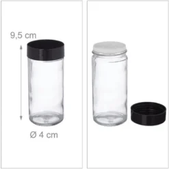 Relaxdays Portaspezie Legno, 8 Barattoli Vetro, Coperchio Forato & Chiusura Avvitata, Da Parete & Tavolo, Bambù,naturale -Wenko Negozio 17529313 5