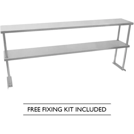 Ripiano Con Mensole Per Tavolo In Acciaio Inox Da Cucina Ristorante, Sovrastruttura Di Appoggio Per Tavoli In Acciaio Inossidabile Resistente Alla Corrosione - Doppia - 180cm 1 Ripiano Con Mensole Per Tavolo In Acciaio Inox Da Cucina Ristorante, Sovrastruttura Di Appoggio Per Tavoli In Acciaio Inossidabile Resistente Alla Corrosione - Doppia - 180cm