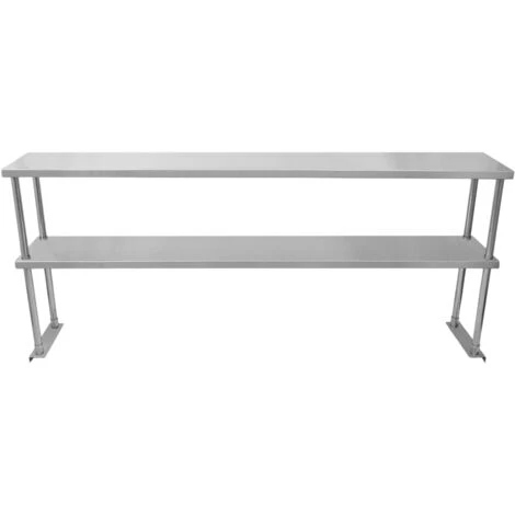 Ripiano Con Mensole Per Tavolo In Acciaio Inox Da Cucina Ristorante, Sovrastruttura Di Appoggio Per Tavoli In Acciaio Inossidabile Resistente Alla Corrosione - Doppia - 180cm 3 Ripiano Con Mensole Per Tavolo In Acciaio Inox Da Cucina Ristorante, Sovrastruttura Di Appoggio Per Tavoli In Acciaio Inossidabile Resistente Alla Corrosione - Doppia - 180cm - immagine 3