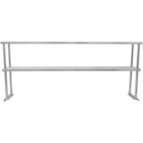 Ripiano Con Mensole Per Tavolo In Acciaio Inox Da Cucina Ristorante, Sovrastruttura Di Appoggio Per Tavoli In Acciaio Inossidabile Resistente Alla Corrosione - Doppia - 180cm 4 Ripiano Con Mensole Per Tavolo In Acciaio Inox Da Cucina Ristorante, Sovrastruttura Di Appoggio Per Tavoli In Acciaio Inossidabile Resistente Alla Corrosione - Doppia - 180cm - immagine 4