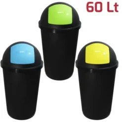Tris Pattumiere Gettacarte Bidone Spazzatura Con Chiusura Push 60 Litri Zeuss