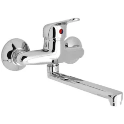 Miscelatore Rubinetto A Muro Per Lavello Cucina Erogazione Orientabile Confezione 1