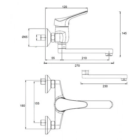 Miscelatore Rubinetto A Muro Per Lavello Cucina Erogazione Orientabile Confezione 1 2 Miscelatore Rubinetto A Muro Per Lavello Cucina Erogazione Orientabile Confezione 1 - immagine 2