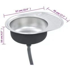 Lavello Da Cucina Con Filtro E Sifone Ovale In Acciaio Inox VidaXL -Wenko Negozio 18374815 3