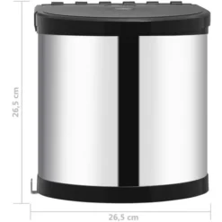 Pattumiera Da Incasso Per Cucina In Acciaio Inossidabile 8 L VidaXL -Wenko Negozio 19230633 3