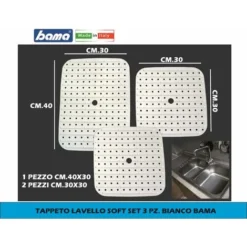 TAPPETO LAVELLO SOFT SET 3 PZ. BIANCO
