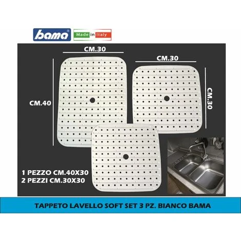 TAPPETO LAVELLO SOFT SET 3 PZ. BIANCO 1 TAPPETO LAVELLO SOFT SET 3 PZ. BIANCO