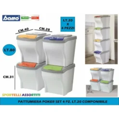 PATTUMIERA POKER SET 4 PZ. LT.20 COMPONIBILE