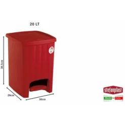 PATTUMIERA A PEDALE MARGHERITA LT.20 ROSSO