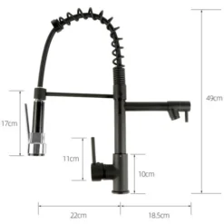 Rubinetto Per Cucina, Con Spruzzatore E Bocca Girevole, 360° Di Miscelatore Cucina Multifunzione, Per Cucina Lavello, Cromata Lucida, Base Ottone, Nero -Wenko Negozio 19470513 3