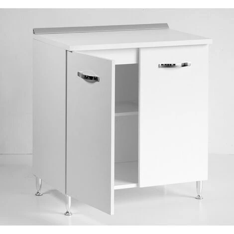 Base Cucina 80x50xH85 In Legno Bianco Frassinato E Cemento Cemento/Bianco 2 Base Cucina 80x50xH85 In Legno Bianco Frassinato E Cemento Cemento/Bianco - immagine 2