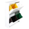 Dmora Pattumiera Portarifiuti Salvaspazio Per Differenziata Con Quattro Secchi, Colore Bianco, Misure 60 X 92 X 25 Cm, Con Imballo Rinforzato