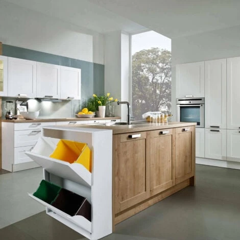 Dmora Pattumiera Portarifiuti Salvaspazio Per Differenziata Con Quattro Secchi, Colore Bianco, Misure 60 X 92 X 25 Cm, Con Imballo Rinforzato 2 Dmora Pattumiera Portarifiuti Salvaspazio Per Differenziata Con Quattro Secchi, Colore Bianco, Misure 60 X 92 X 25 Cm, Con Imballo Rinforzato - immagine 2