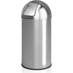 Nova Pattumiera Push Coperchio Basculante 50L In Acciaio Inox Ø35 Da 75 Cm