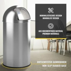 Nova Pattumiera Push Coperchio Basculante 50L In Acciaio Inox Ø35 Da 75 Cm -Wenko Negozio 20129000 3