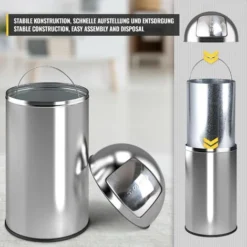 Nova Pattumiera Push Coperchio Basculante 50L In Acciaio Inox Ø35 Da 75 Cm -Wenko Negozio 20129000 4