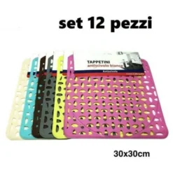 Trade Shop - Set 12 Pezzi Tappeto Tappetino Per Lavello In Gomma Antiscivolo Cucina 30x30cm