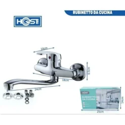MISCELATORE RUBINETTO MONOCOMANDO LAVELLO CUCINA CANNA ALTA CROMATO MURO -Wenko Negozio 22806797 3