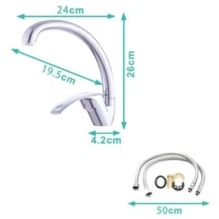 MISCELATORE RUBINETTO MONOCOMANDO PER LAVELLO CUCINA CANNA ALTA CROMATO -Wenko Negozio 23086953 3