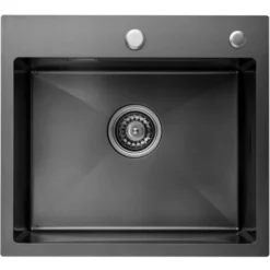 CECIPA Nero PVD Nano Lavello Da Cucina 50 X 45 X 18.5 Cm + Nero Rubinetto Da Cucina Tirabile In Acciaio Inossidabile -Wenko Negozio 23693193 3