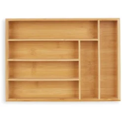 Relaxdays Portaposate, Divisore Per Posate Da Cassetto, 6 Scomparti, Utensili Cucina, 5 X 25,5 X 35,5 Cm,naturale