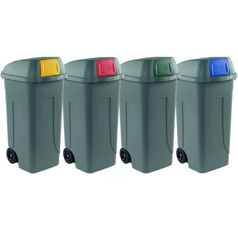 Bidone Raccolta Differenziata 100 Litri Con Ruote - Fondo Grigio E Coperchio A Campana Con Sportello Basculante Blu - Mobil Plastic 2 Bidone Raccolta Differenziata 100 Litri Con Ruote - Fondo Grigio E Coperchio A Campana Con Sportello Basculante Blu - Mobil Plastic - immagine 2