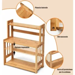 Portaspezie Cucina Di Bambu A 3 Ripiani, Organizer Salvaspazio Per Barattoli E Contenitori, Organizzatore Mobiletto Porta Spezie, Carico 20kg -Wenko Negozio 25178609 3