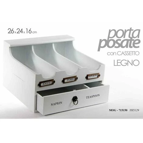 Portaposate Cucina 3 Scomparti Con Cassetto Portatovaglioli E Porta Cucchiaini 2 Portaposate Cucina 3 Scomparti Con Cassetto Portatovaglioli E Porta Cucchiaini - immagine 2
