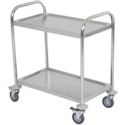 Homcom Carrello Portavivande Da Cucina 2 Ripiani In Acciaio Inox 71x41x81cm
