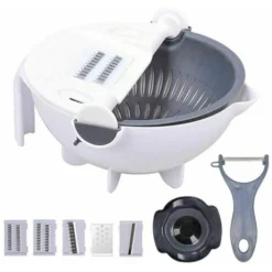 Affetta Verdure Manuale Con Cestello Di Scarico Rotante Taglia Trita Verdure