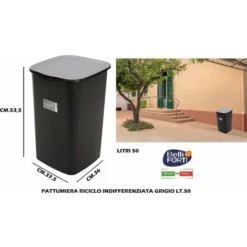 PATTUMIERA RICICLO INDIFFERENZ.GRIGIO LT.50
