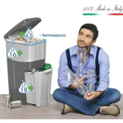 Bama Trypla Pattumiera Bidone Per Raccolta Differenziata Grigio 28x39x7 Cm -Wenko Negozio 26803268 3