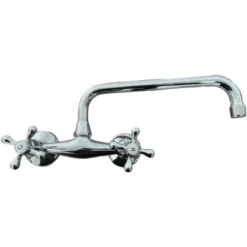 Rubinetto A Parete Epoca Vintage Cromato Con Canna Girevole