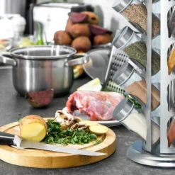 Relaxdays Portaspezie Girevole Con 20 Barattoli, Organizer Rotante A 360° Salvaspazio, In Acciaio, HxD 39x22 Cm, Argento -Wenko Negozio 27571491 3