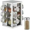 Relaxdays Portaspezie Girevole Con 12 Barattoli, Organizer Rotante A 360° Salvaspazio, In Acciaio, HxD 22x19 Cm, Argento