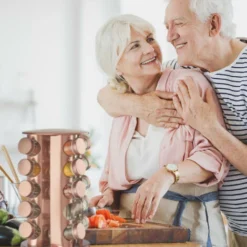 Relaxdays Portaspezie Girevole Con 20 Barattoli, Organizer Rotante A 360° Salvaspazio, In Acciaio, HxD 34 X 22 Cm, Rame -Wenko Negozio 27614607 5