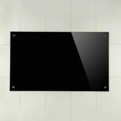 Paraspruzzi Melko Copri Stufa In Vetro, Per Cucina, Stufa, Piastrelle, Vetro Di Sicurezza Temperato Da 6 Mm, Parete Posteriore Della Cucina, Viti Incluse, 90 X 40 Cm, Nero