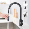 Rubinetto Cucina Con Doccetta Estraibile 40CM Acciaio Inossidabile Nero 2 Funzioni Miscelatore Monocomando Soffione Doccia Girevole Per Lavello Con Girevole A 360 E Acqua Fredda E Calda