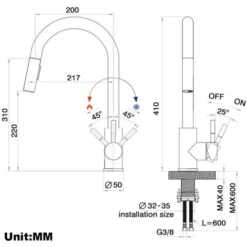 Rubinetto Cucina Con Doccetta Estraibile 40CM Acciaio Inossidabile Nero 2 Funzioni Miscelatore Monocomando Soffione Doccia Girevole Per Lavello Con Girevole A 360 E Acqua Fredda E Calda -Wenko Negozio 27938639 5
