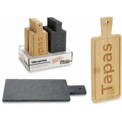 Tagliere Da Cucina Lavagna Nero Marrone Bambù