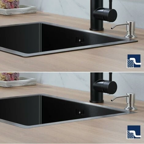 Auralum 55x45x18.5cm Lavello Cucina 1 Vasca In Acciaio Inox Nero/grigio Scuro Lavello Incasso Vasca Singola Con 2 Fori Di Montaggio Per Rubinetto E Distributore Di Sapone 3 Auralum 55x45x18.5cm Lavello Cucina 1 Vasca In Acciaio Inox Nero/grigio Scuro Lavello Incasso Vasca Singola Con 2 Fori Di Montaggio Per Rubinetto E Distributore Di Sapone - immagine 3