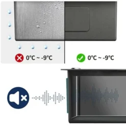 Auralum 55x45x18.5cm Lavello Cucina 1 Vasca In Acciaio Inox Nero/grigio Scuro Lavello Incasso Vasca Singola Con 2 Fori Di Montaggio Per Rubinetto E Distributore Di Sapone 8 Auralum 55x45x18.5cm Lavello Cucina 1 Vasca In Acciaio Inox Nero/grigio Scuro Lavello Incasso Vasca Singola Con 2 Fori Di Montaggio Per Rubinetto E Distributore Di Sapone -Wenko Negozio 28438060 4