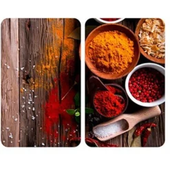 Wenko Coprifornelli In Vetro Universal Spezie - Set 2 Pezzi, Per Tutti I Tipi Di Piani Di Cottura, Vetro Temperato, 3030 X 2-6 X 5252 Cm, Multicolore